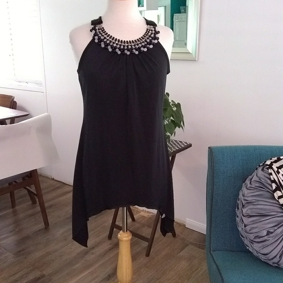 Carmen Black Sleeveless Beaded Neckline NWT - Picture 2 of 6